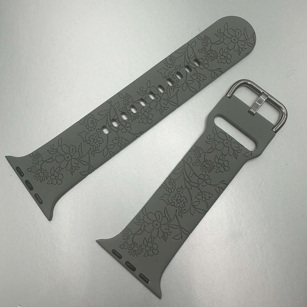 Apple Watch Band - Grey w Etched Flowers